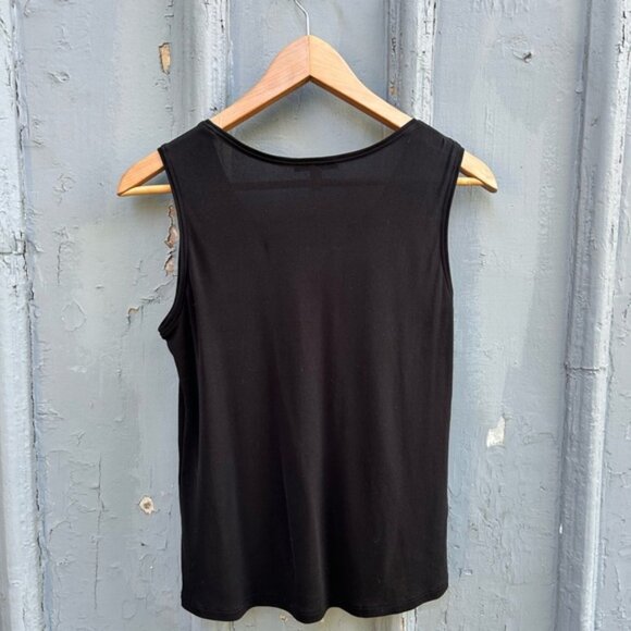 Eileen Fisher Black Stretch Silk Jersey Scoop Neck Tank, size XS - Picture 5 of 8